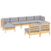 Set mobilier de grădină cu perne, 5 piese, gri, lemn de pin - WALTI WALTI