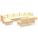 Set mobilier grădină cu perne, 9 piese, crem, lemn de pin - WALTI WALTI