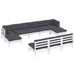 Set mobilier de grădină cu perne, 10 piese, alb, lemn de pin - WALTI WALTI