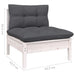 Set mobilier de grădină cu perne, 10 piese, alb lemn masiv pin - WALTI WALTI