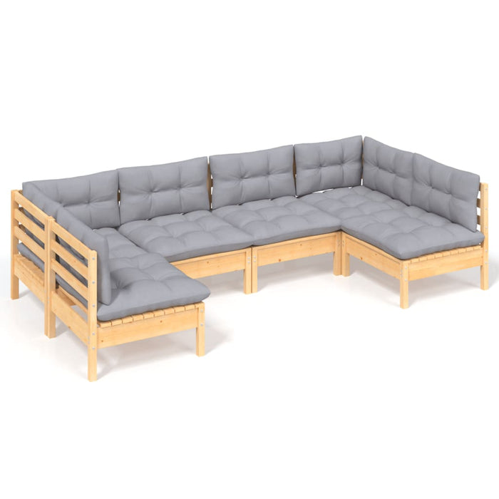 Set mobilier grădină cu perne gri, 6 piese, lemn de pin - WALTI WALTI