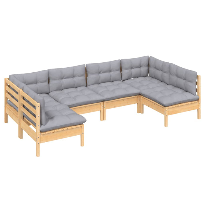 Set mobilier grădină cu perne gri, 6 piese, lemn de pin - WALTI WALTI