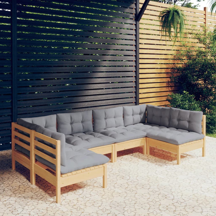 Set mobilier grădină cu perne gri, 6 piese, lemn de pin - WALTI WALTI