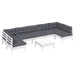 Set mobilier de grădină cu perne, 8 piese, alb, lemn masiv pin - WALTI WALTI