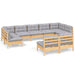 Set mobilier de grădină cu perne gri, 9 piese, lemn masiv pin - WALTI WALTI