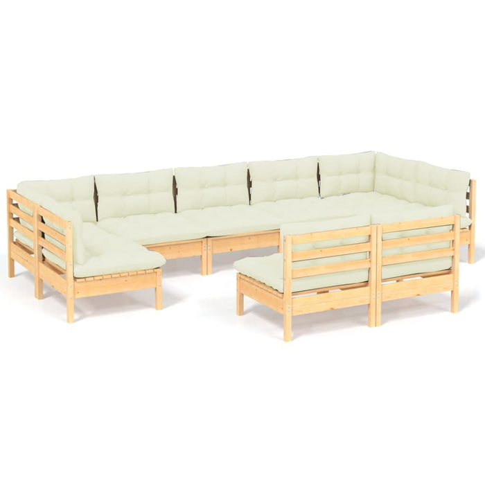 Set mobilier grădină cu perne crem, 9 piese, lemn masiv de pin - WALTI WALTI