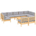 Set mobilier de grădină cu perne, 10 piese, gri, lemn masiv pin - WALTI WALTI