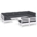 Set mobilier grădină cu perne, 10 piese, alb, lemn masiv pin - WALTI WALTI