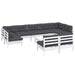 Set mobilier grădină cu perne, 10 piese, alb, lemn masiv pin - WALTI WALTI