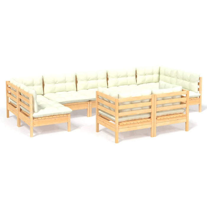 Set mobilier grădină cu perne crem, 9 piese, lemn masiv de pin - WALTI WALTI