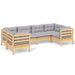 Set mobilier grădină cu perne gri, 6 piese, lemn de pin - WALTI WALTI