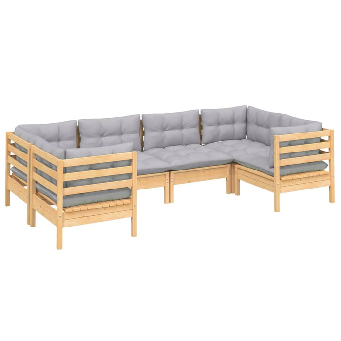 Set mobilier grădină cu perne gri, 6 piese, lemn de pin - WALTI WALTI