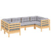 Set mobilier grădină cu perne gri, 6 piese, lemn de pin - WALTI WALTI