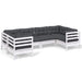 Set mobilier de grădină cu perne, 6 piese, alb, lemn de pin - WALTI WALTI