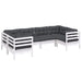 Set mobilier de grădină cu perne, 6 piese, alb, lemn de pin - WALTI WALTI