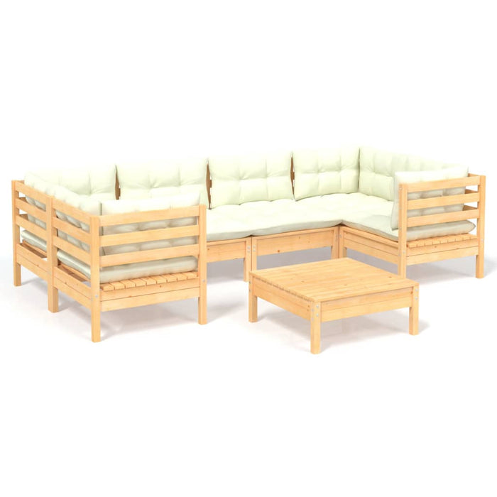 Set mobilier grădină cu perne crem, 7 piese, lemn masiv pin - WALTI WALTI