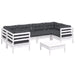 Set mobilier de grădină cu perne, 7 piese, alb, lemn masiv pin - WALTI WALTI