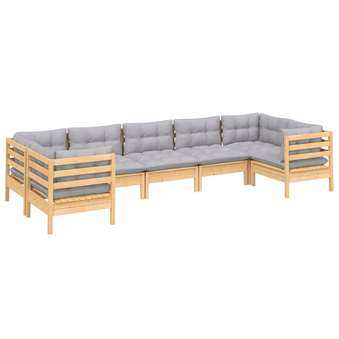 Set mobilier grădină cu perne gri, 7 piese, lemn masiv de pin - WALTI WALTI
