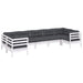 Set mobilier de grădină cu perne, 7 piese, alb, lemn masiv pin - WALTI WALTI