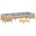 Set mobilier de grădină cu perne, 8 piese, gri, lemn de pin - WALTI WALTI