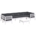Set mobilier de grădină cu perne, 8 piese, alb, lemn masiv pin - WALTI WALTI