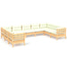 Set mobilier grădină cu perne, 9 piese, crem, lemn de pin - WALTI WALTI