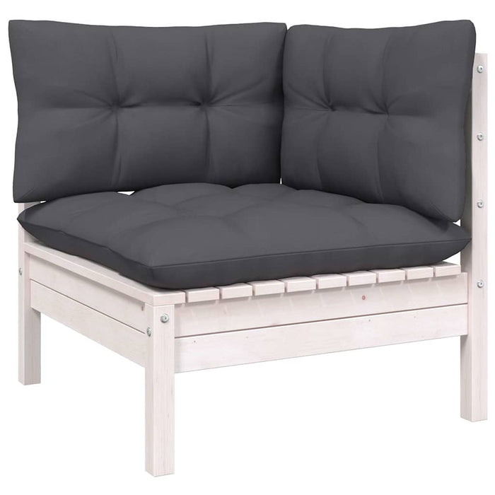 Set mobilier de grădină cu perne, 9 piese, alb, lemn masiv pin - WALTI WALTI