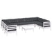 Set mobilier de grădină cu perne, 10 piese, alb, lemn masiv pin - WALTI WALTI