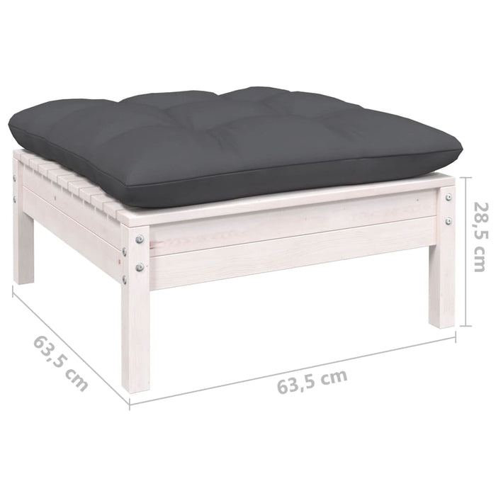 Set de șezlonguri de grădină cu perne 11 piese alb lemn de pin - WALTI WALTI
