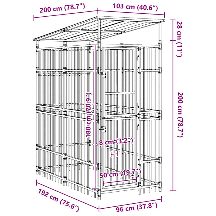Padoc pentru câini de exterior cu acoperiș, 1,84 m², oțel - WALTI WALTI