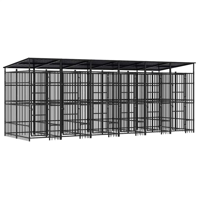 Padoc pentru câini de exterior cu acoperiș, 11,06 m², oțel WALTI