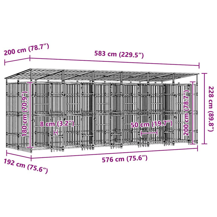 Padoc pentru câini de exterior cu acoperiș, 11,06 m², oțel WALTI