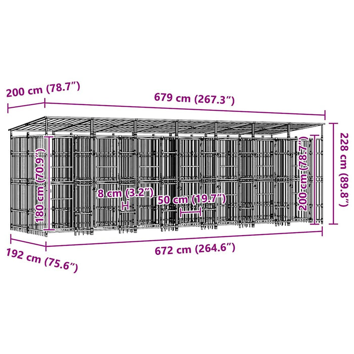 Padoc pentru câini de exterior cu acoperiș, 12,9 m², oțel - WALTI WALTI