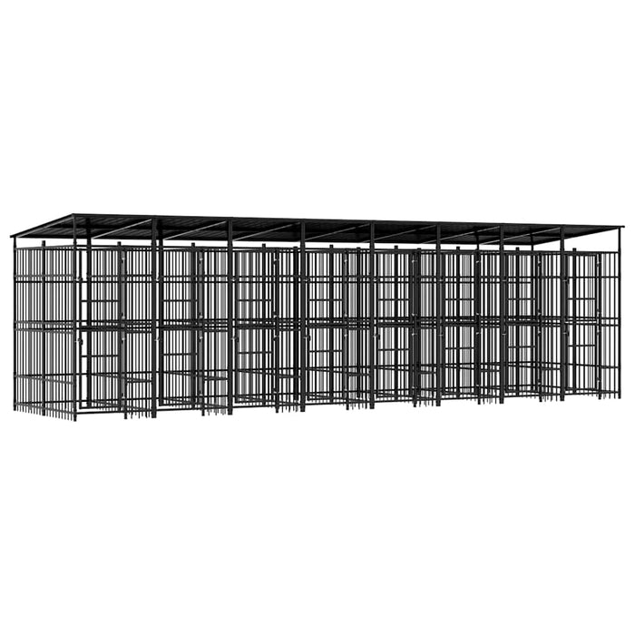 Padoc pentru câini de exterior cu acoperiș, 14,75 m², oțel - WALTI WALTI