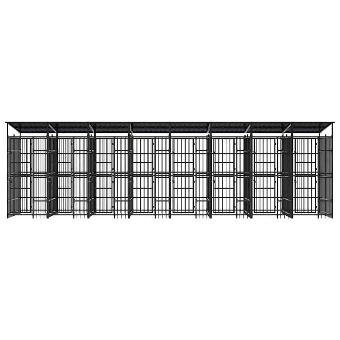 Padoc pentru câini de exterior cu acoperiș, 14,75 m², oțel - WALTI WALTI