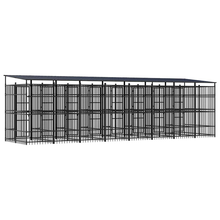 Padoc pentru câini de exterior cu acoperiș, 14,75 m², oțel - WALTI WALTI