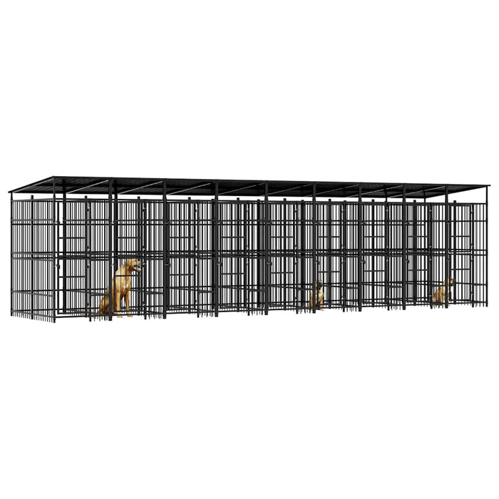Padoc pentru câini de exterior cu acoperiș, 16,59 m², oțel - WALTI WALTI