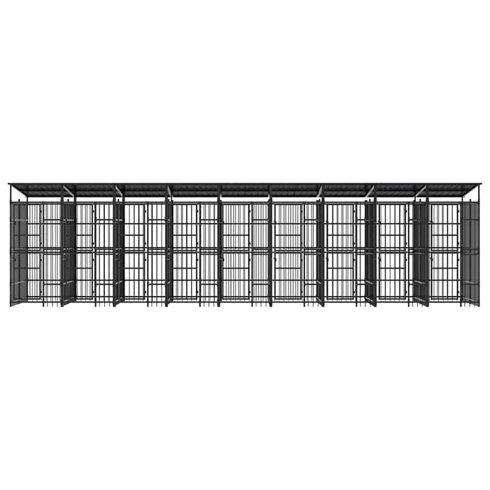 Padoc pentru câini de exterior cu acoperiș, 16,59 m², oțel - WALTI WALTI