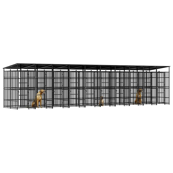 Padoc pentru câini de exterior cu acoperiș, 18,43 m², oțel WALTI