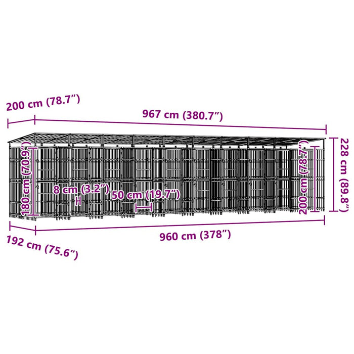 Padoc pentru câini de exterior cu acoperiș, 18,43 m², oțel WALTI