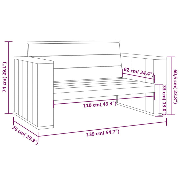 Bancă de grădină, 139 cm, lemn de pin tratat WALTI