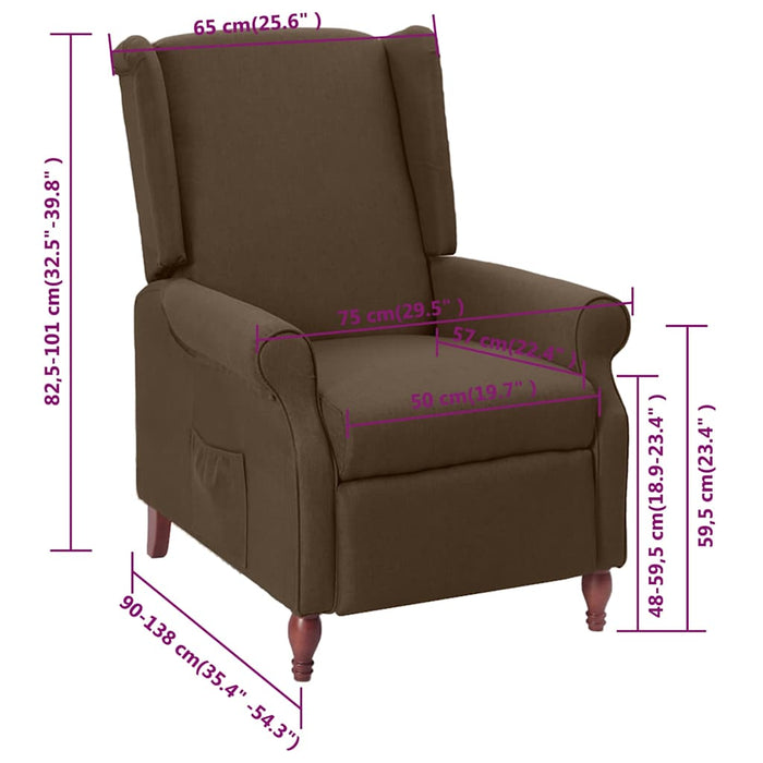 Fotoliu rabatabil, maro, material textil WALTI