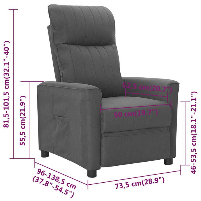 Fotoliu rabatabil, gri închis, material textil WALTI