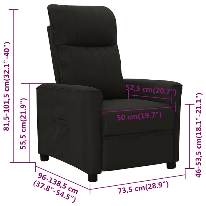 Fotoliu rabatabil, negru, material textil WALTI