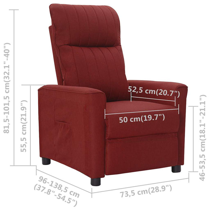 Fotoliu rabatabil, roșu vin, material textil WALTI