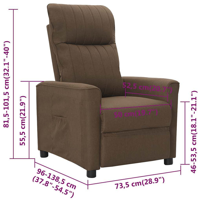 Fotoliu rabatabil, maro, material textil WALTI