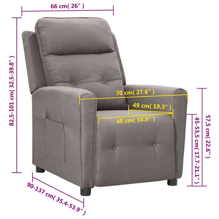 Fotoliu rabatabil, gri taupe, material textil WALTI