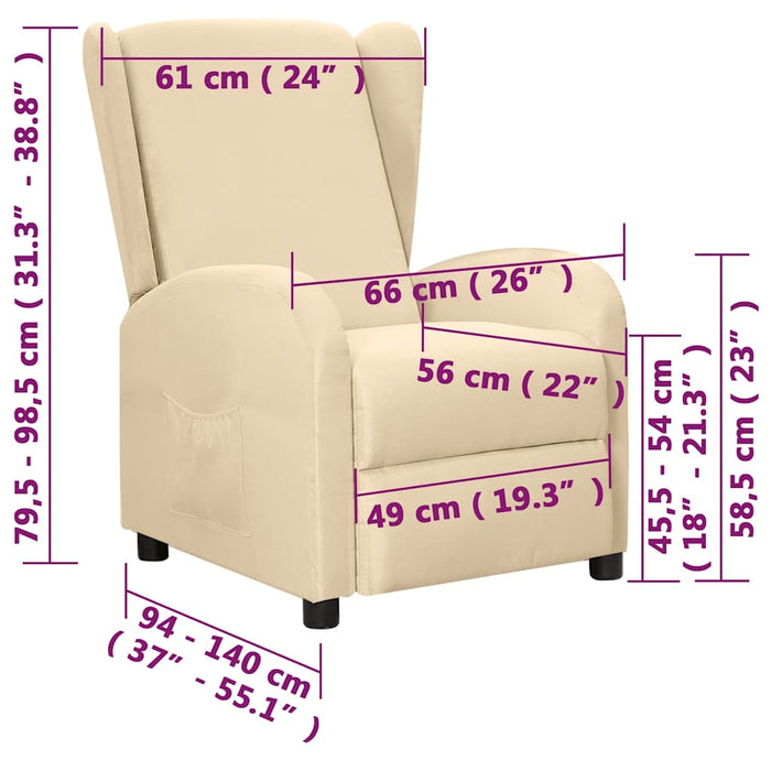Fotoliu rabatabil, crem, material textil WALTI