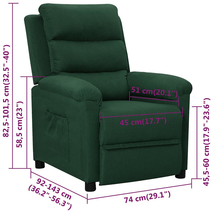 Fotoliu rabatabil, verde închis, material textil WALTI