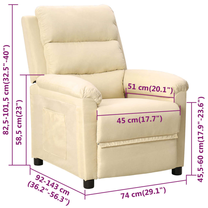 Fotoliu rabatabil, crem, material textil - WALTI WALTI